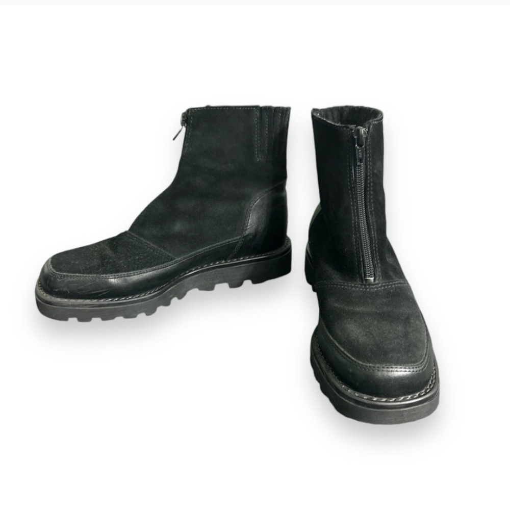 LA CANADIENNE Black Leather & Suede Bootie Made in Canada
